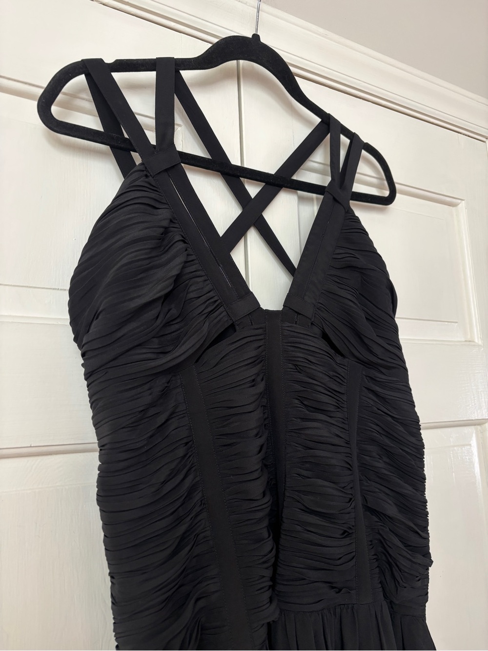 Ulla Johnson Anya Gown Noir 100% Silk Black Tie Ruched Evening Size 14 Sexy - Picture 6 of 16